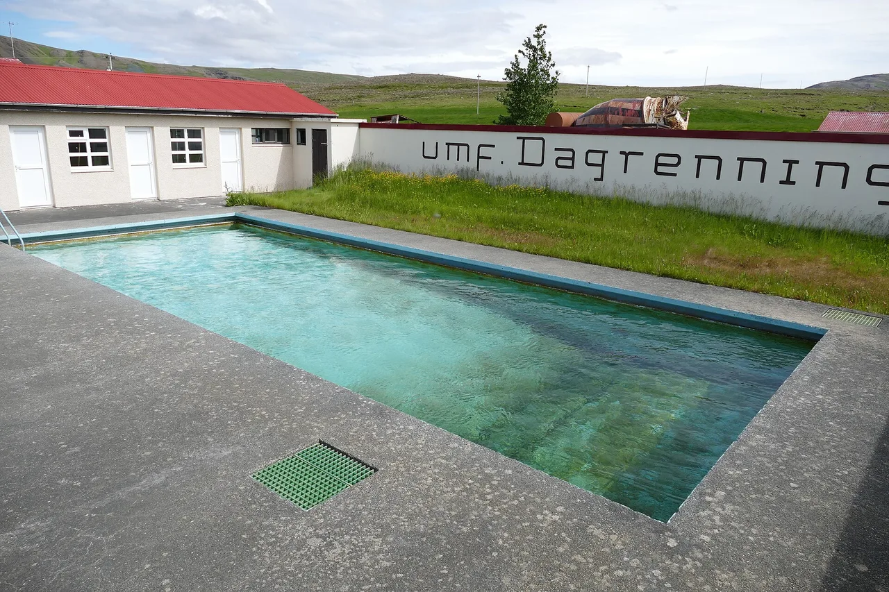 Outdoor pool of a rural Icelandic municipal swimming baths