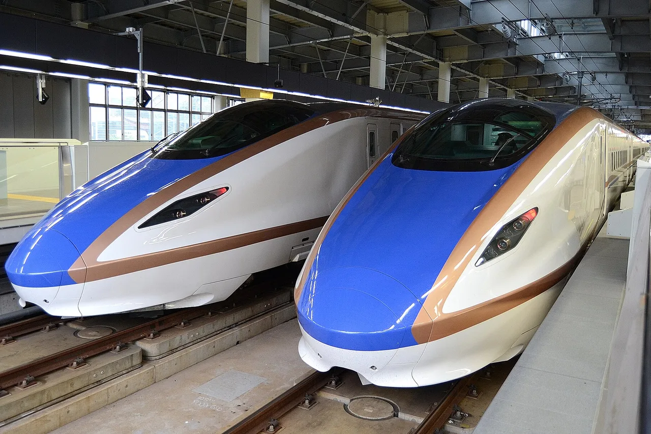 Due treni dello Shinkansen Hokuriku al binario nella stazione di Kanazawa