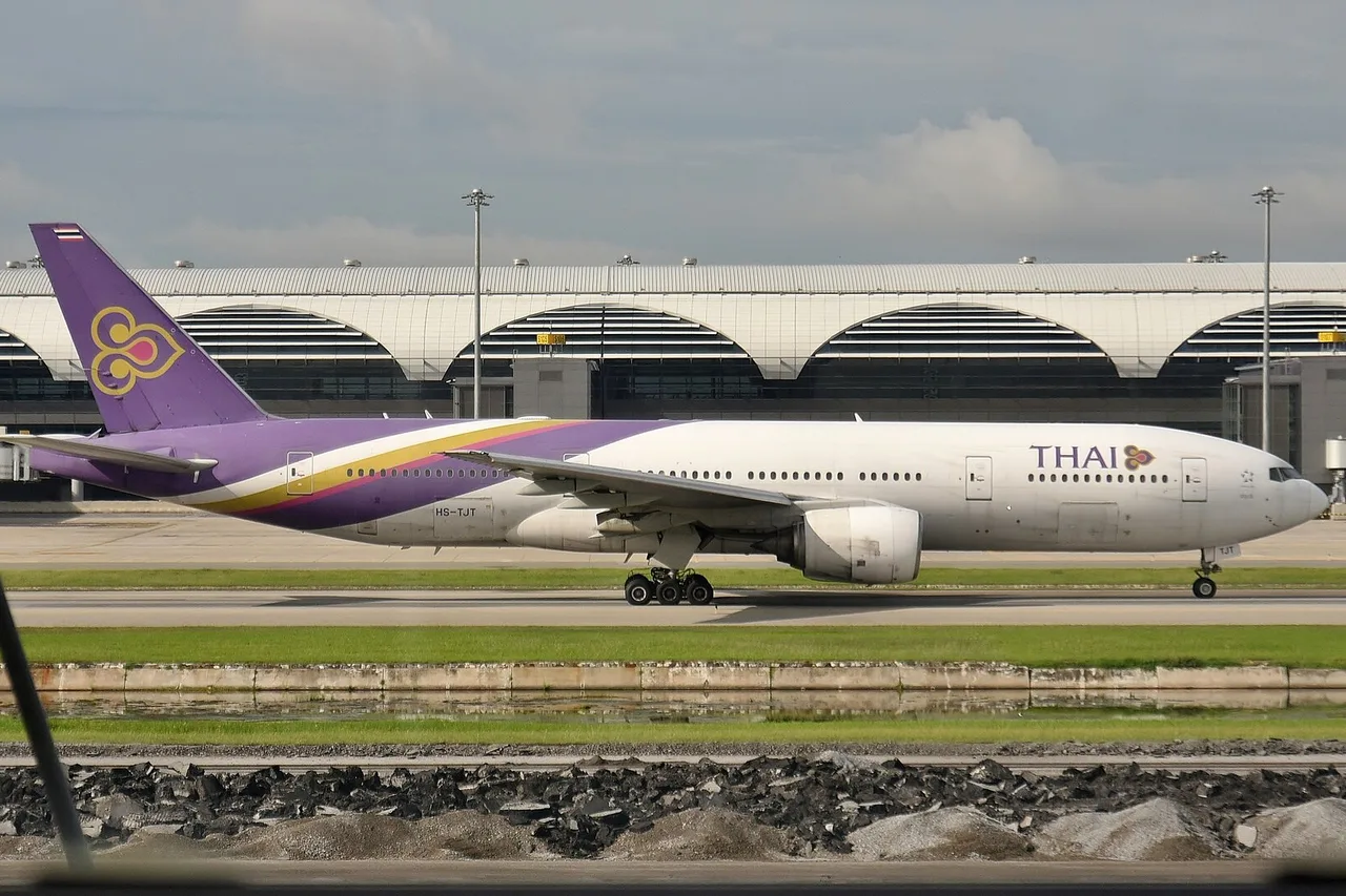 A Thai Airways Boeing 777 at Bangkok Suvarnabhumi airport