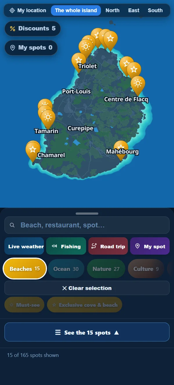 Beaches filter: every beach appears