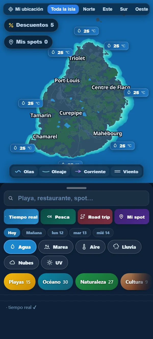 Temperatura del agua, en directo alrededor de la isla