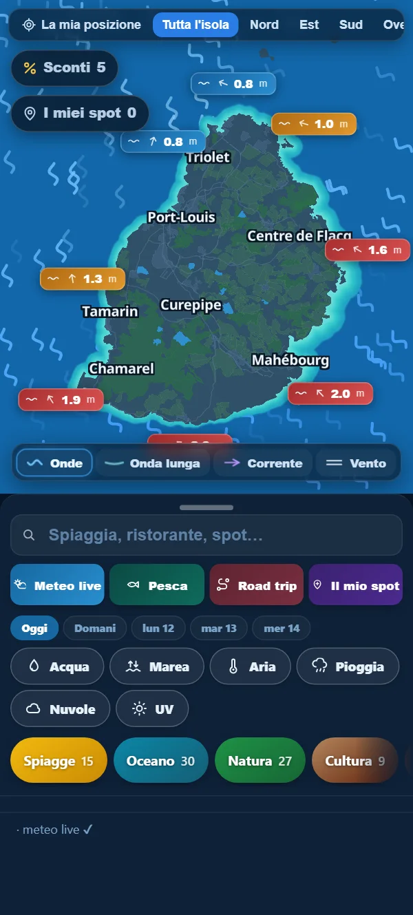 Altezza delle onde, zona per zona
