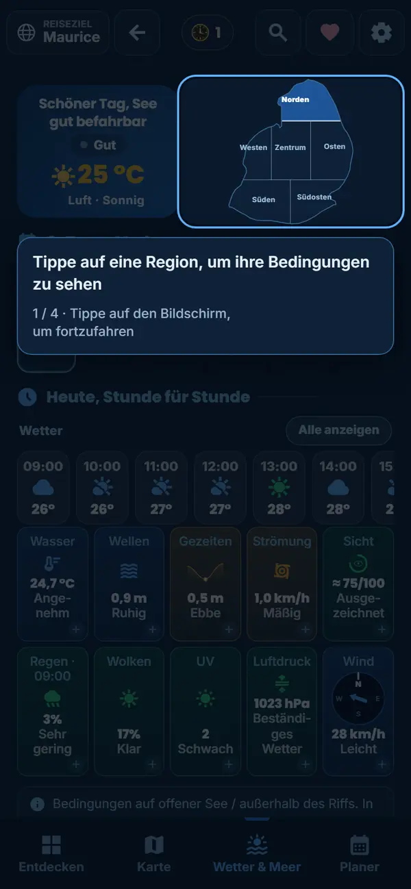 Das Wetter jeder Region, mit einem Fingertipp