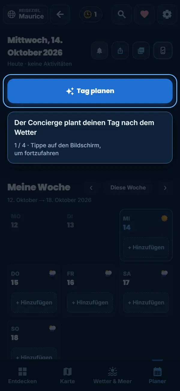 Ihr Tag, geplant mit einem Fingertipp