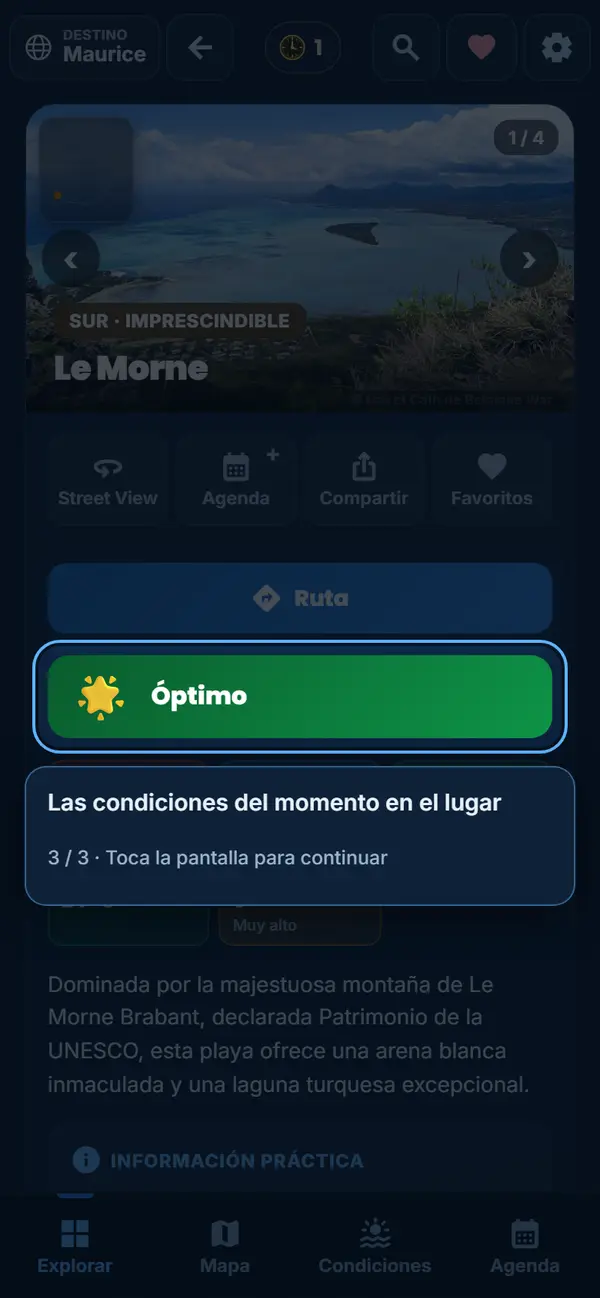 Las condiciones en el lugar, antes de ir