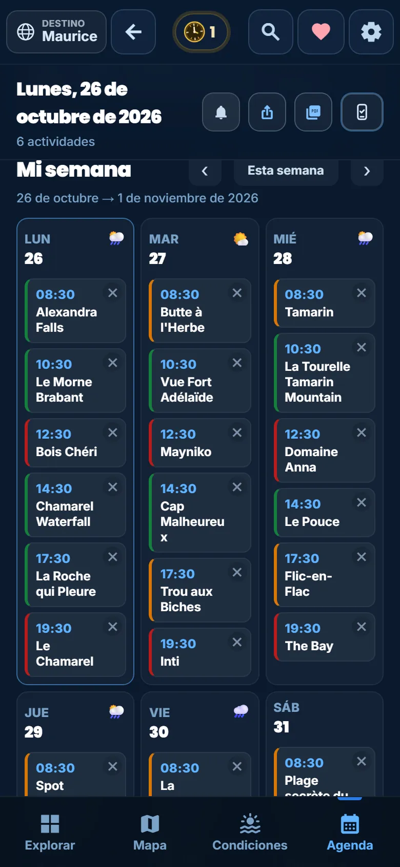 Toda la semana, día a día