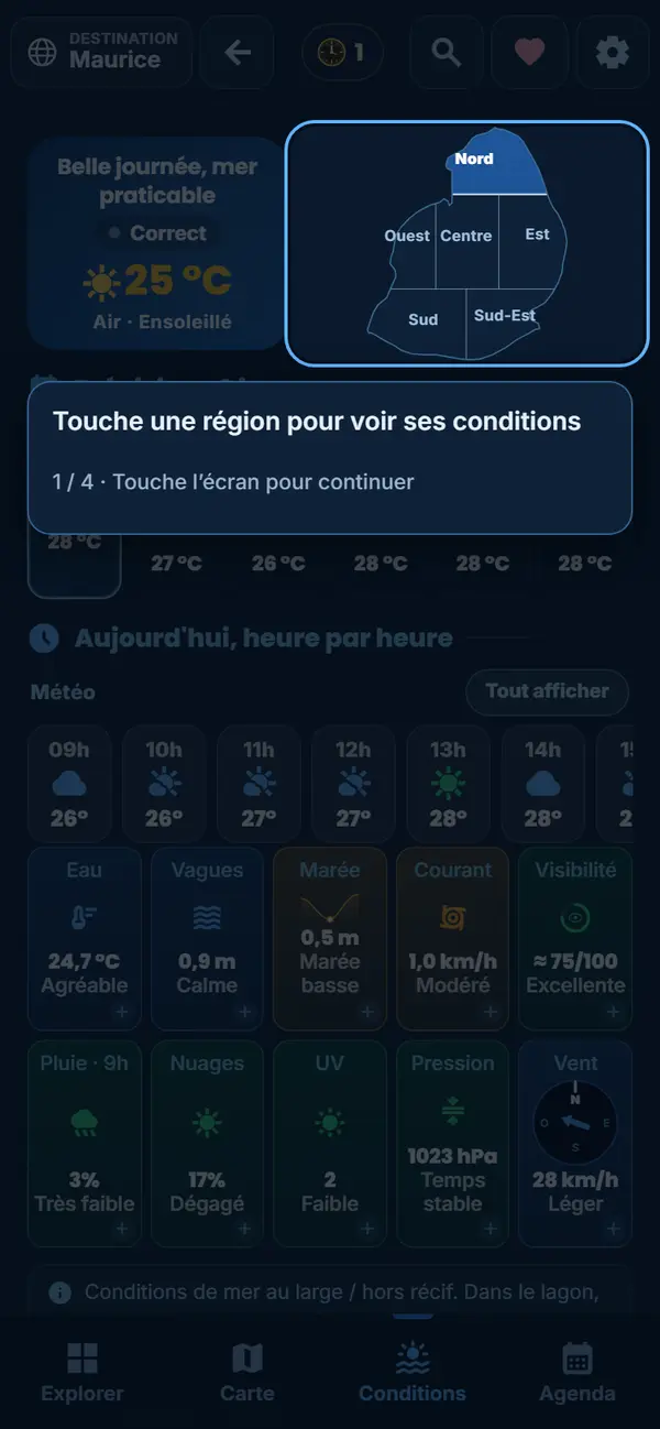 La météo de chaque région, d’un geste