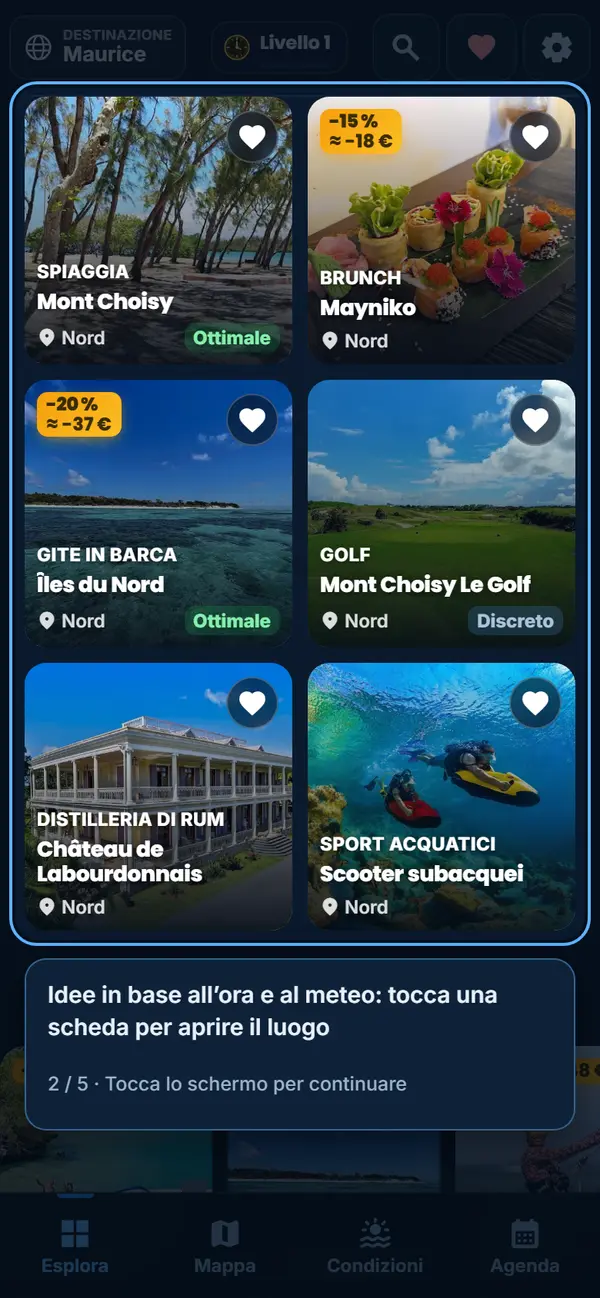 Idee in base all’ora e al meteo