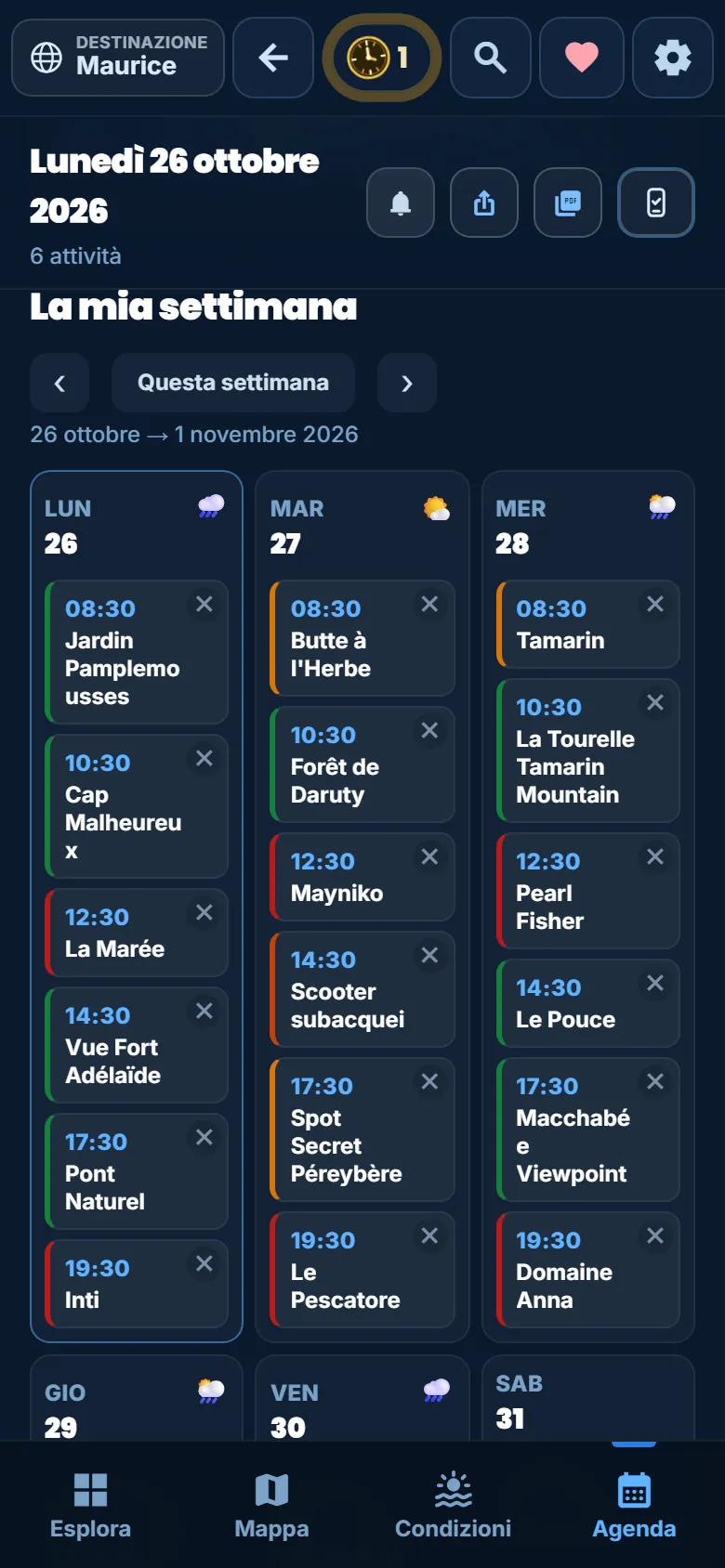 Tutta la settimana, giorno per giorno