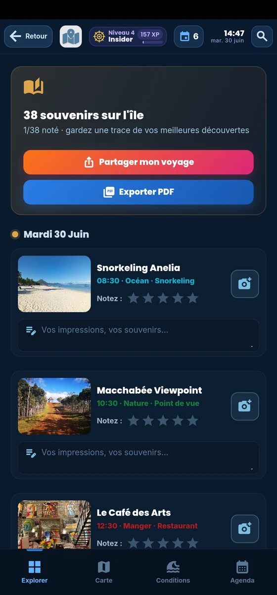 Carnet de voyage : vos souvenirs notés dans l'app