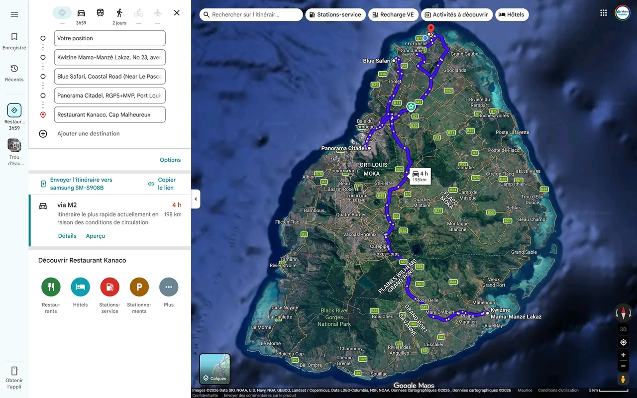 Optimierte GPS-Route auf der Karte