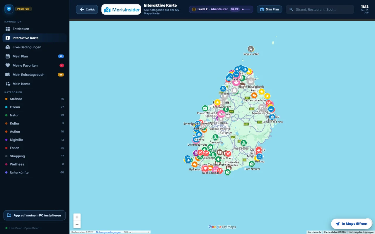 Die interaktive Karte: alle Spots der Insel auf einen Blick