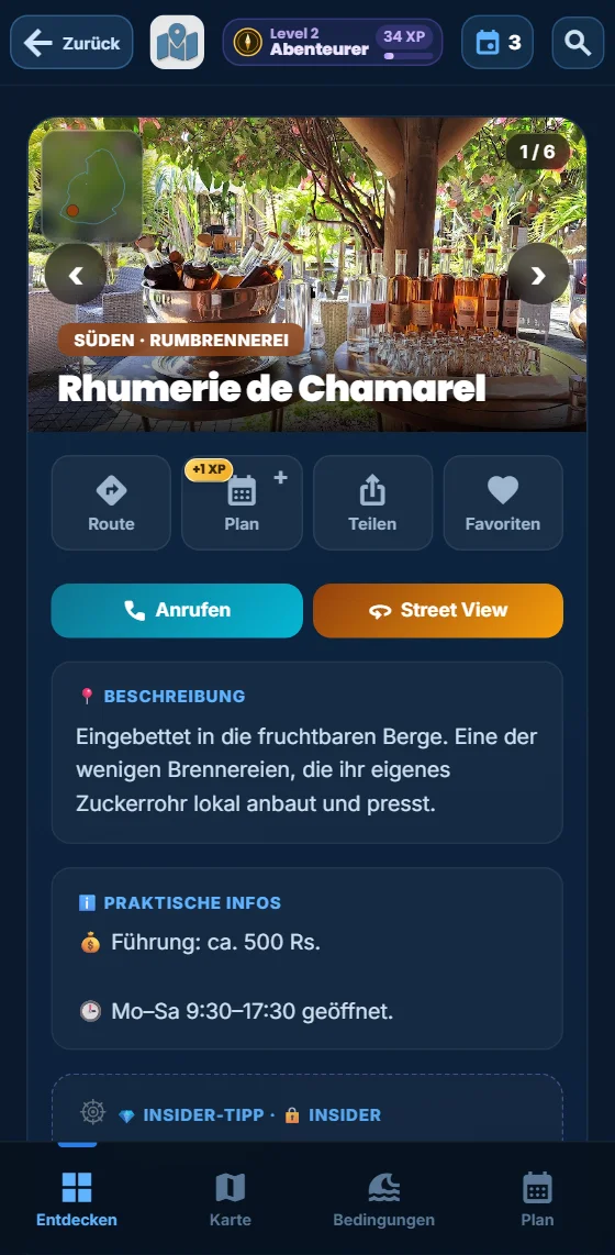 Detailseite einer Aktivität in der App