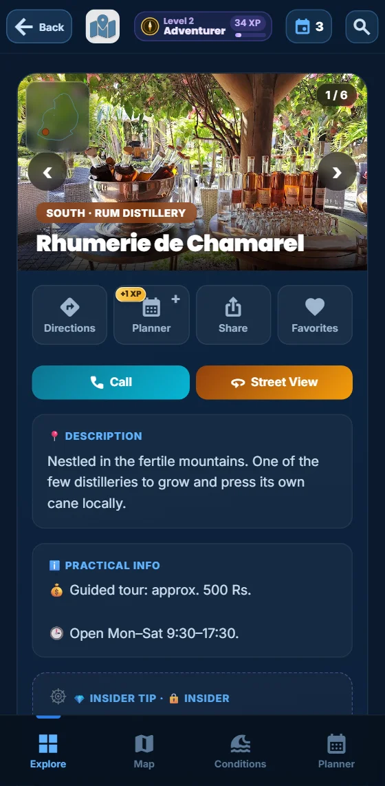 An activity page in the app