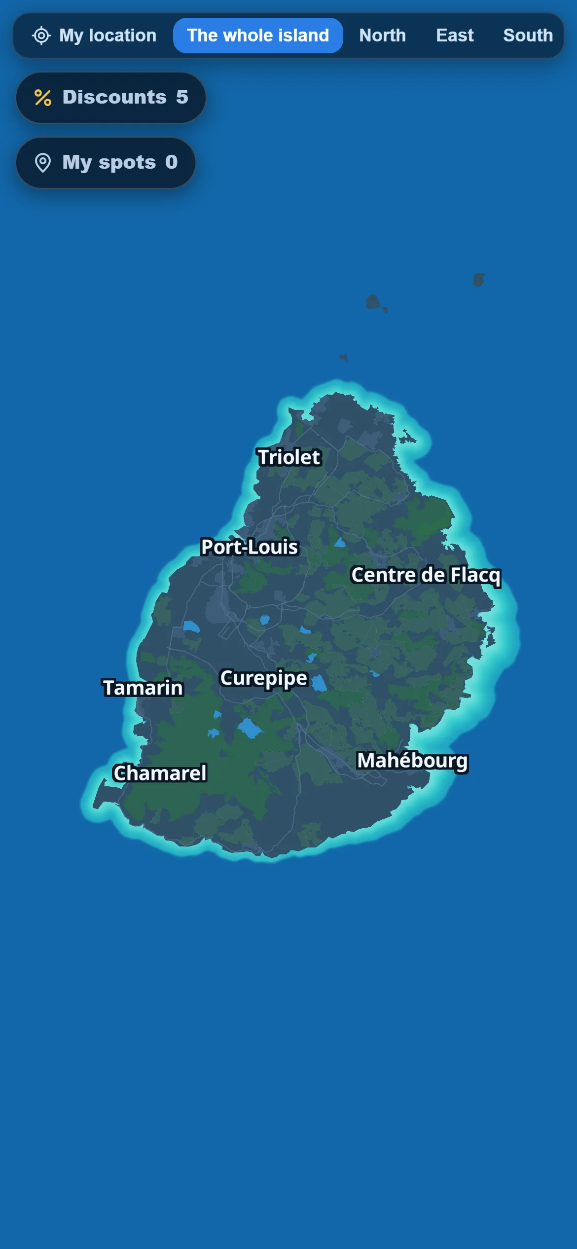The map — A clean map of the island. You only show what you want to see.