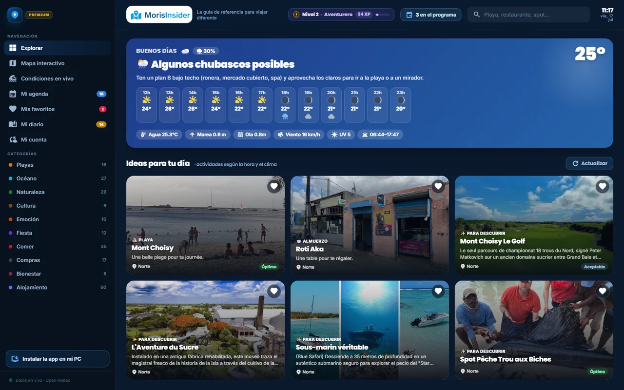 El inicio de la app: ideas adaptadas al día