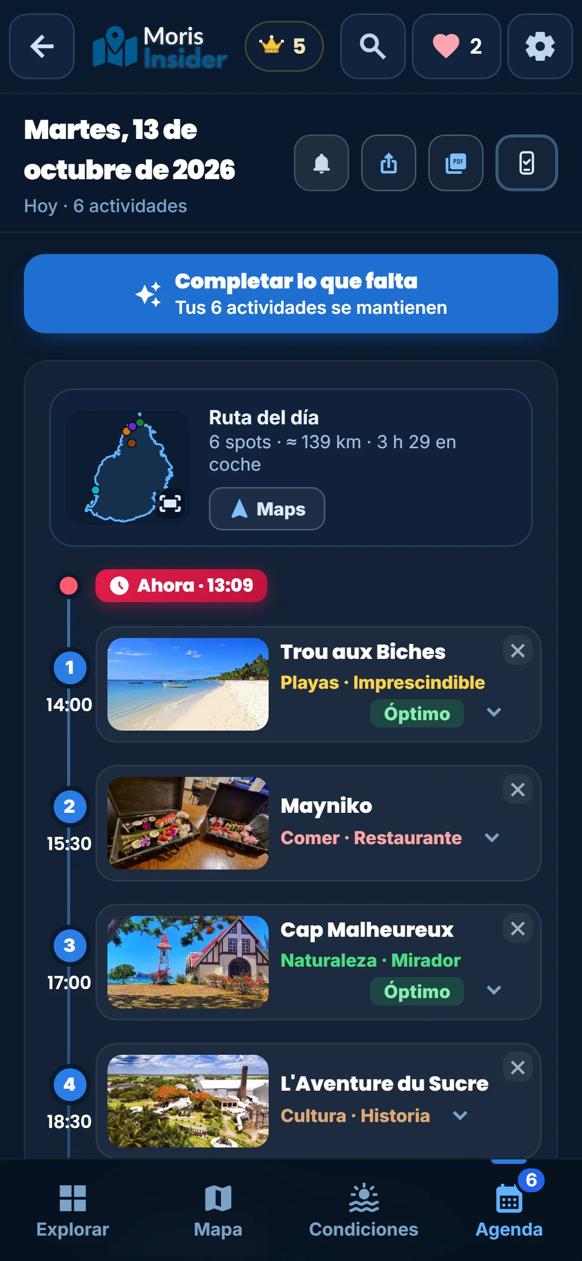 Agenda — El programa que tú has construido. La app lo mantiene al día, no lo decide.