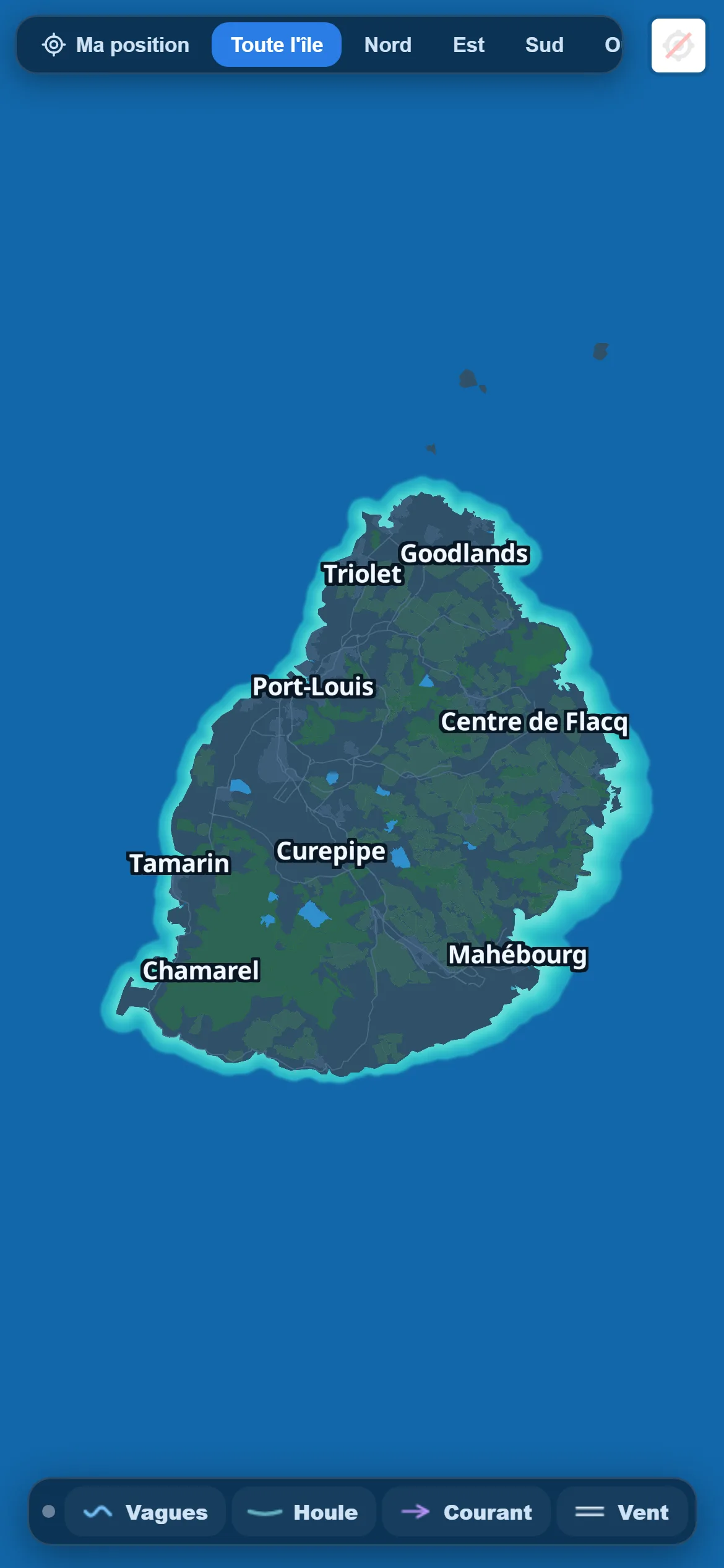 La carte — La carte de l’île, propre. Vous n’affichez que ce que vous voulez voir.