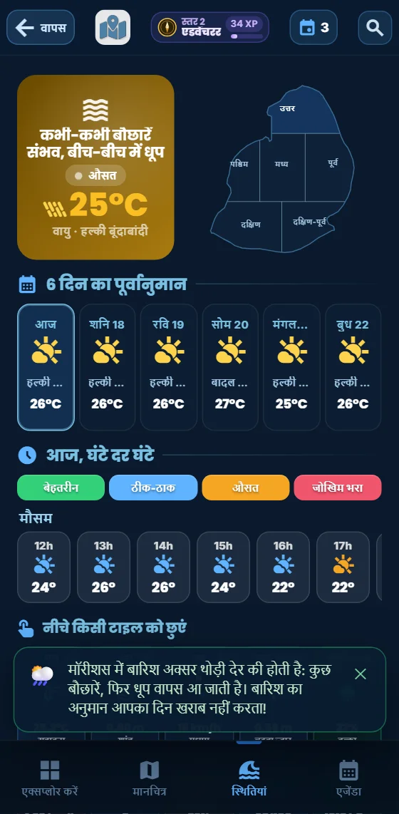 समुद्र की स्थिति रीयल-टाइम में, क्षेत्रवार