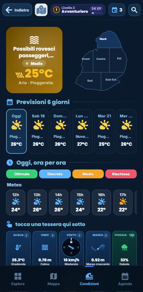 Le condizioni del mare in tempo reale, regione per regione