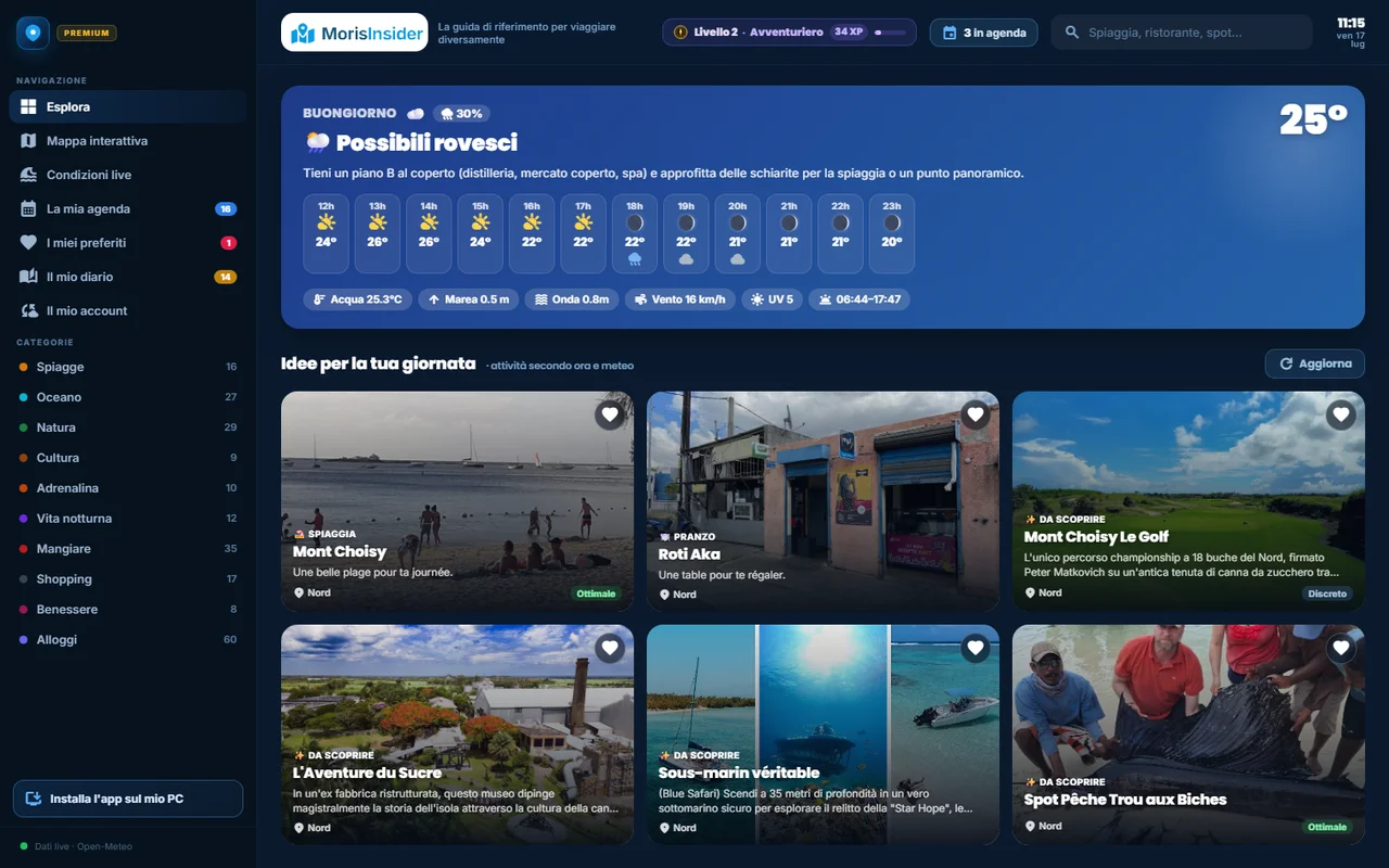 La home dell'app: idee adatte alla giornata