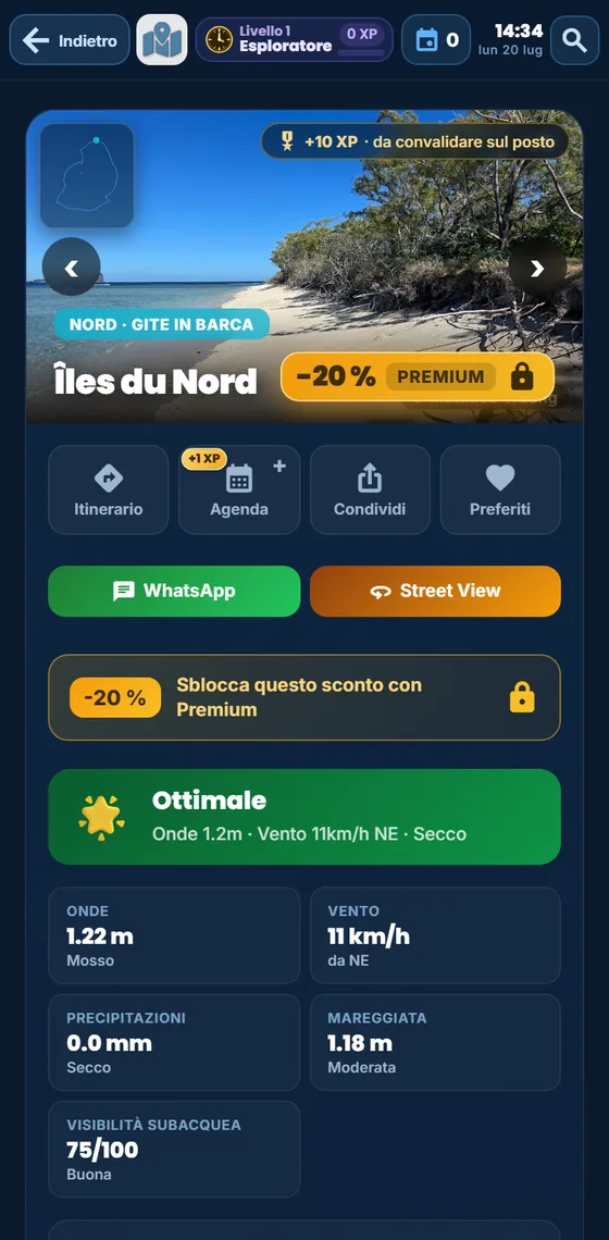 Un'escursione alle isole del Nord nell'app Moris Insider, con lo sconto Premium del −20%