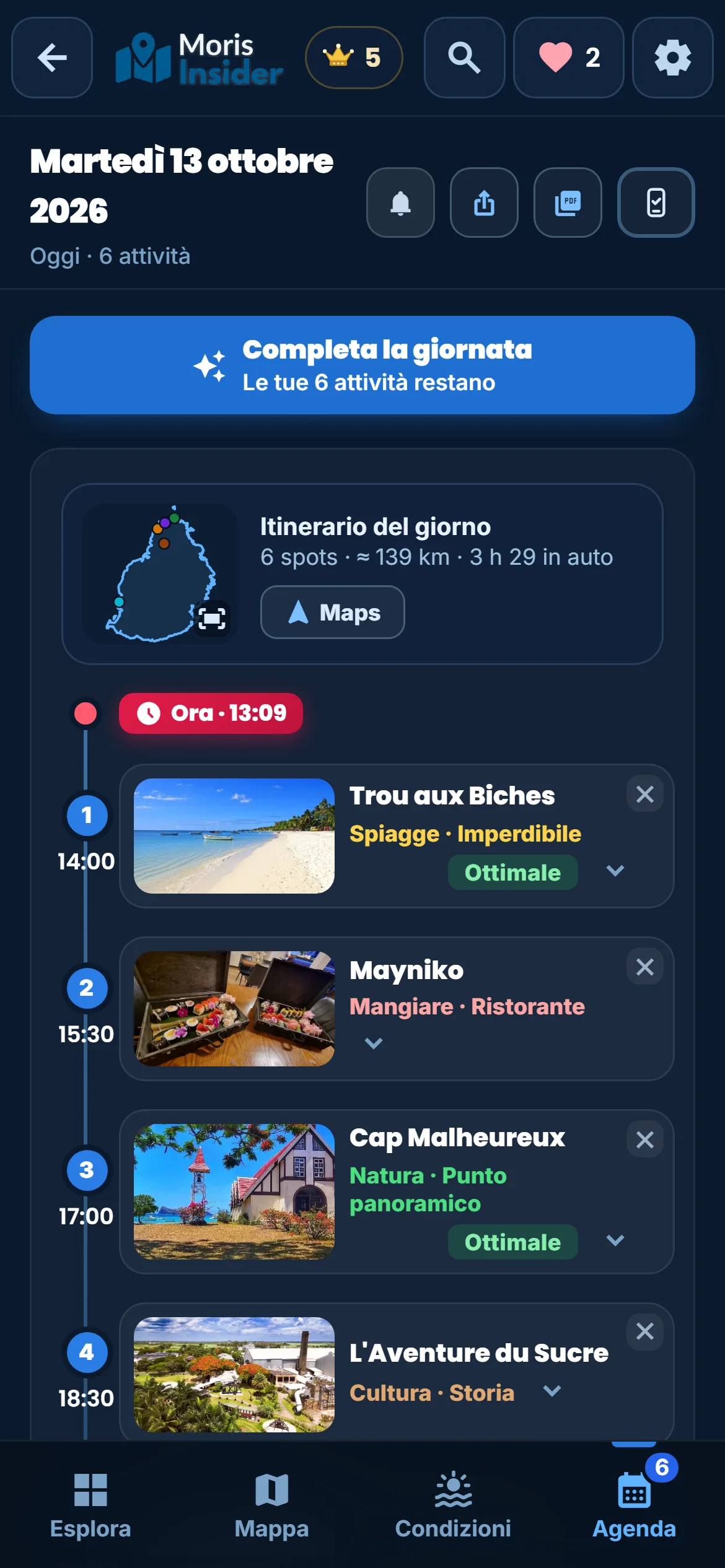 Agenda — Il programma che hai costruito. L’app lo tiene aggiornato, non lo decide.