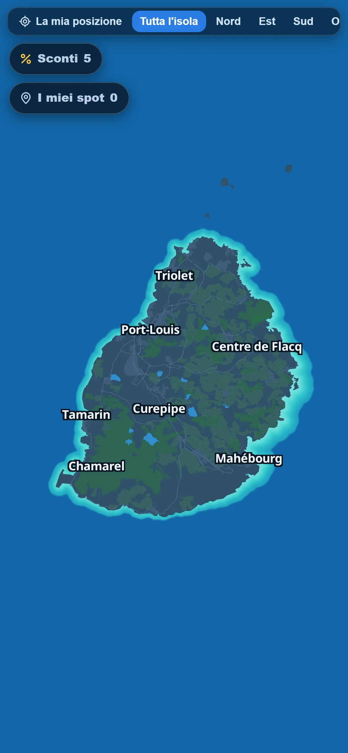 La mappa — Una mappa pulita dell’isola. Mostri solo ciò che vuoi vedere.