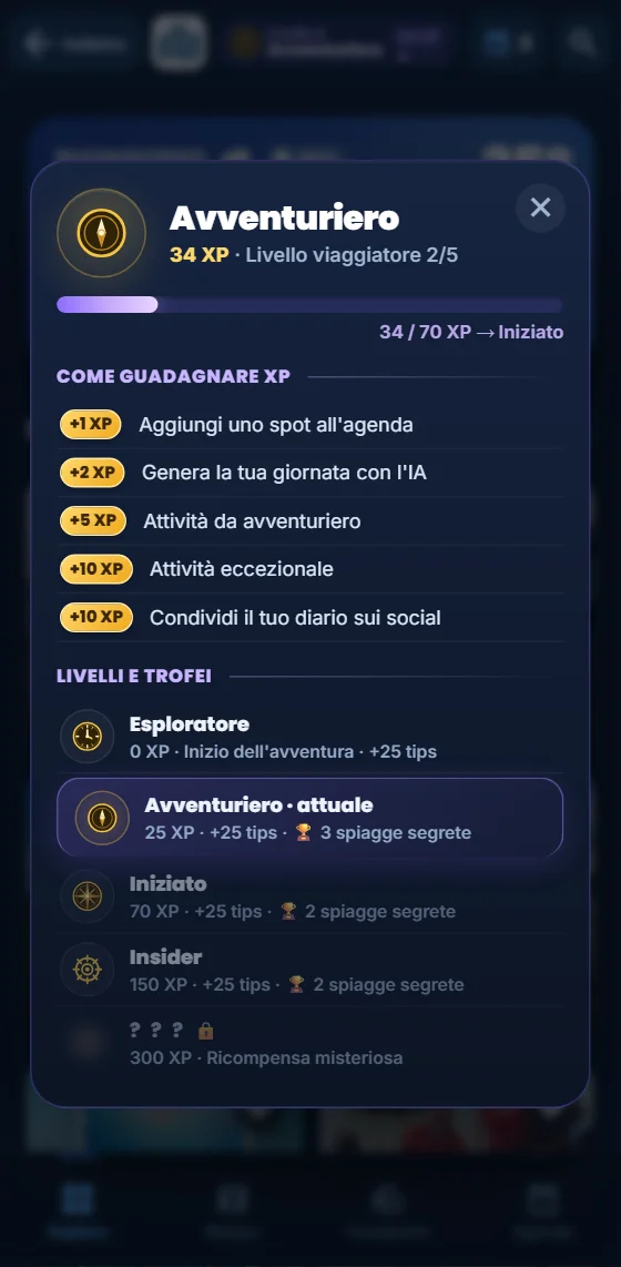 I tuoi livelli e la tua progressione XP nell'app Moris Insider