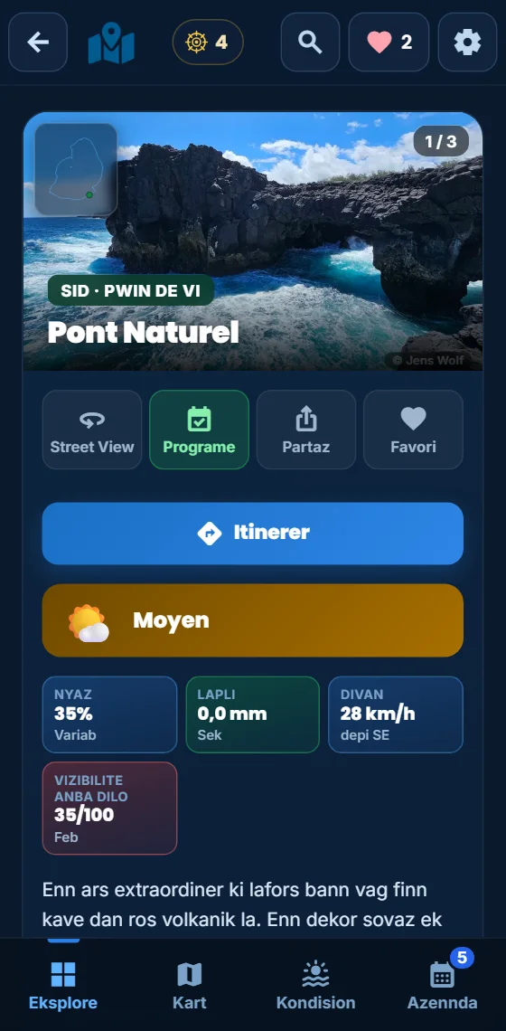 Fich enn plas natir dan app la