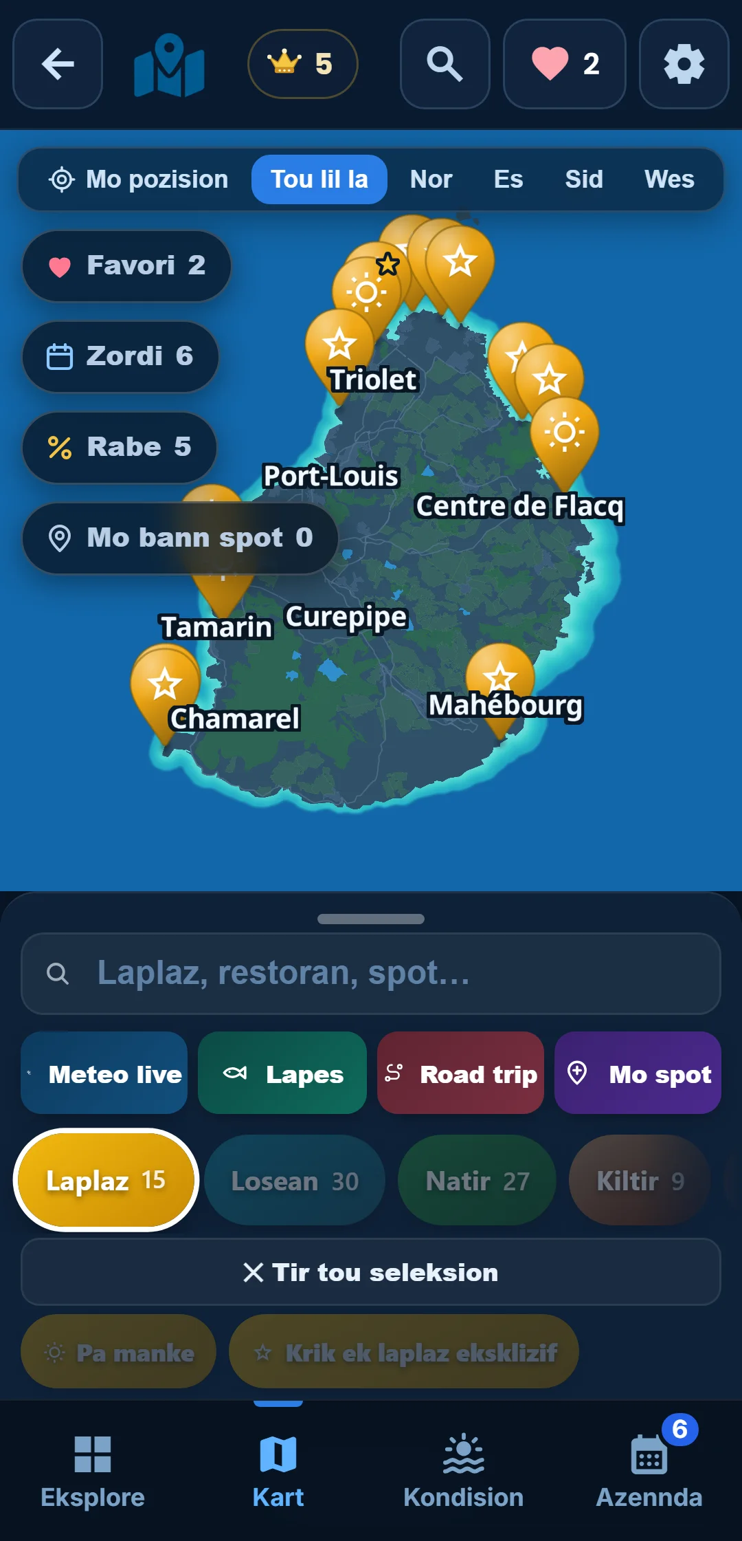 Bann sou-kategori — Sak kategori ouver : dan « Losean », gard zis snorkeling.