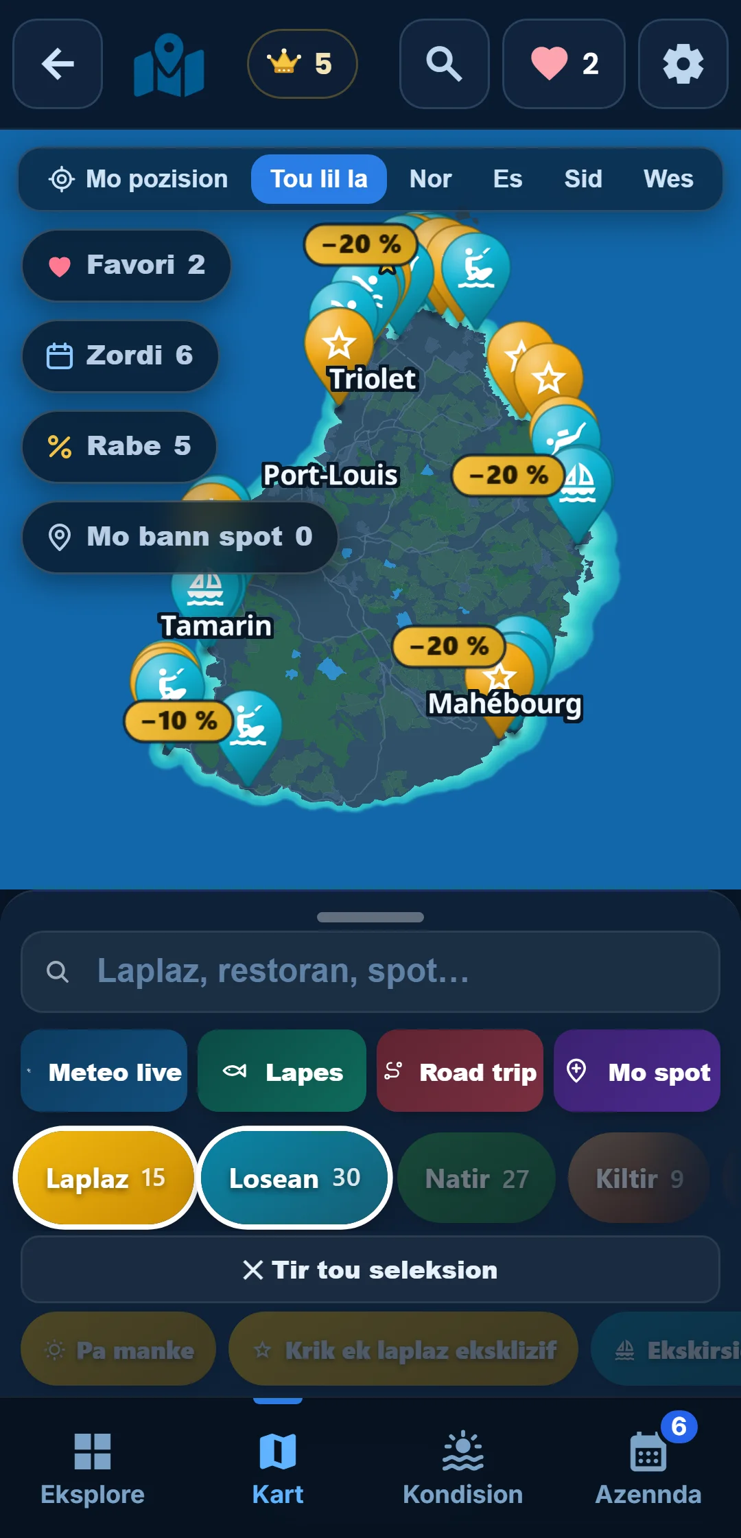 Bann sou-kategori — Sak kategori ouver : dan « Losean », gard zis snorkeling.
