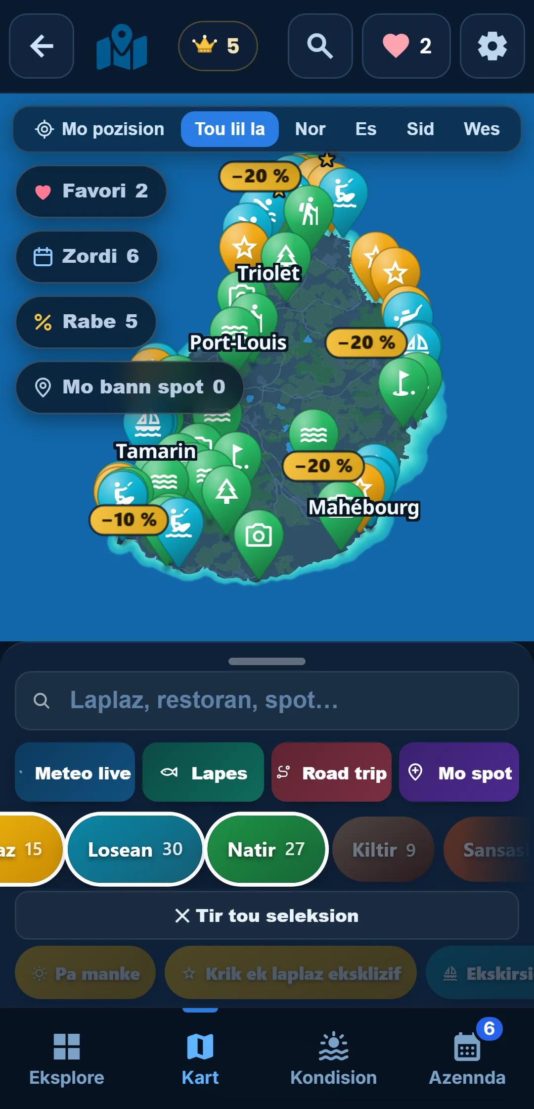 Bann sou-kategori — Sak kategori ouver : dan « Losean », gard zis snorkeling.
