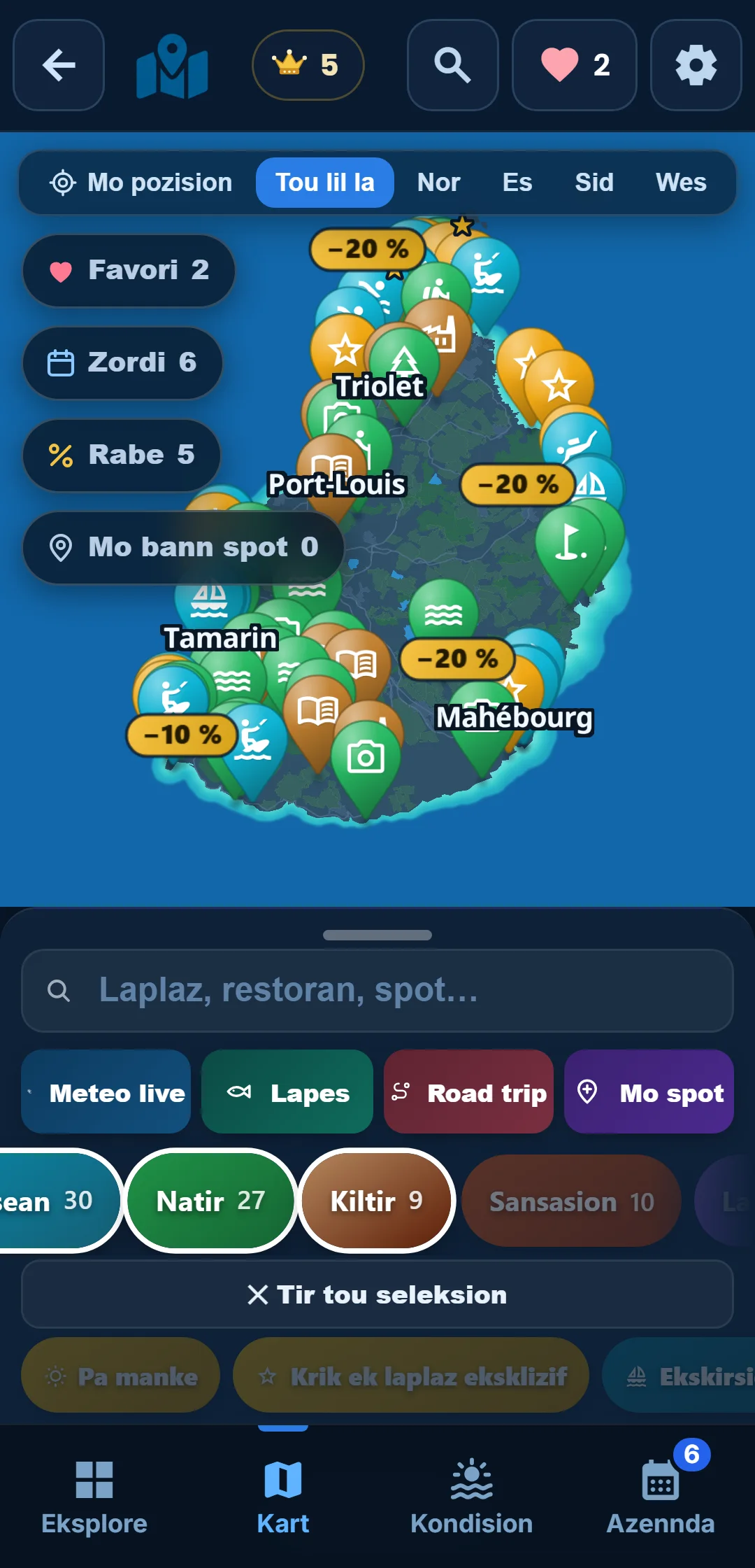 Bann sou-kategori — Sak kategori ouver : dan « Losean », gard zis snorkeling.