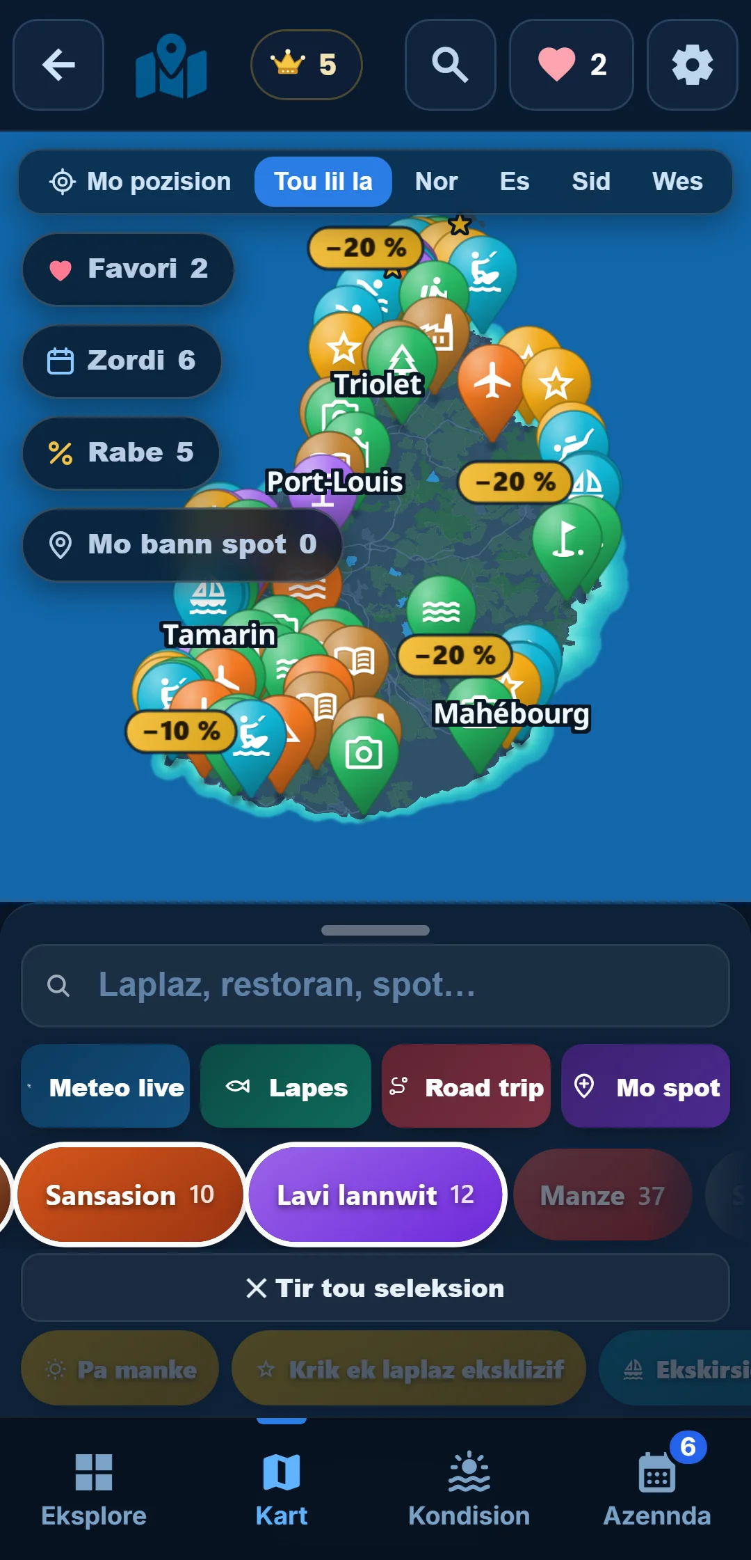Bann sou-kategori — Sak kategori ouver : dan « Losean », gard zis snorkeling.
