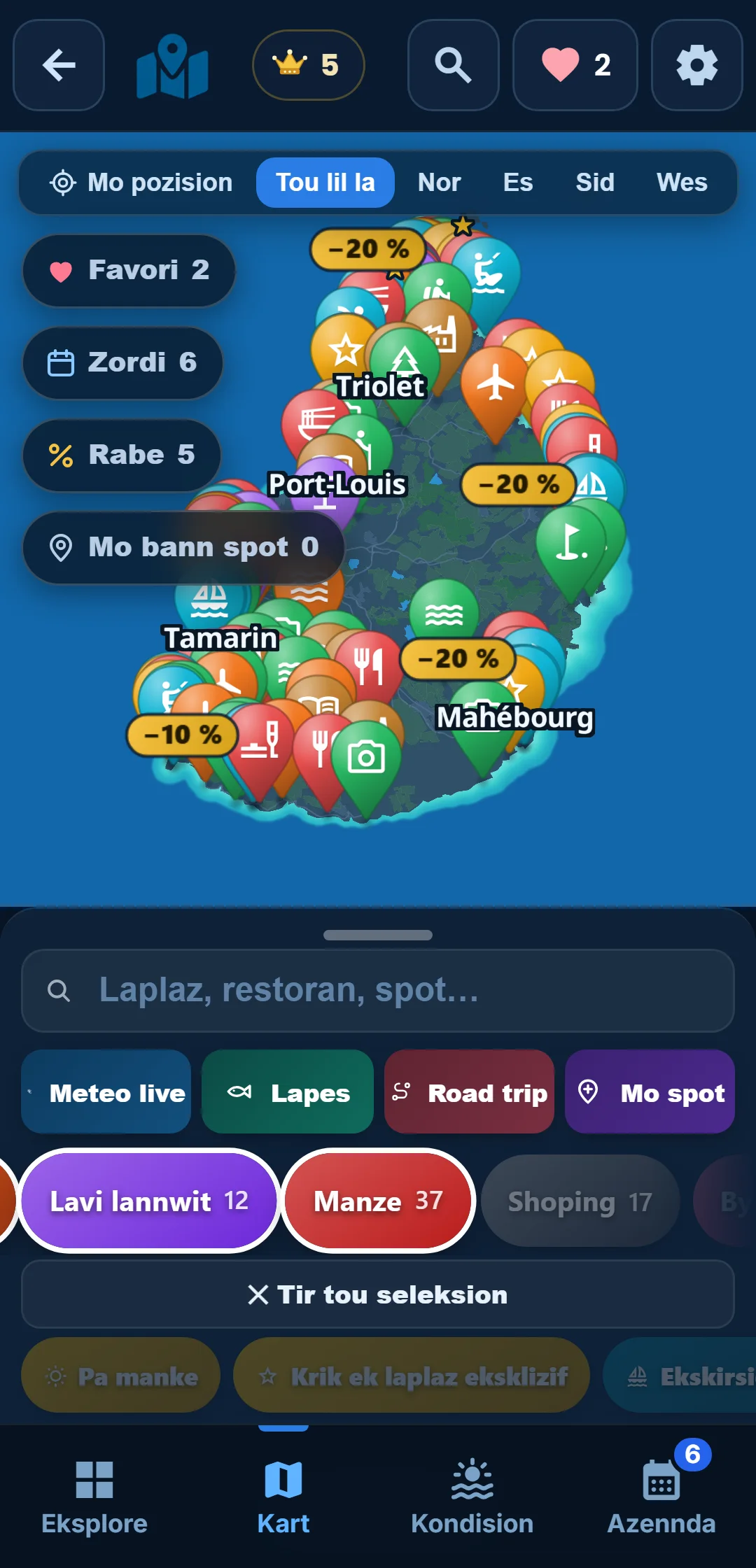 Bann sou-kategori — Sak kategori ouver : dan « Losean », gard zis snorkeling.