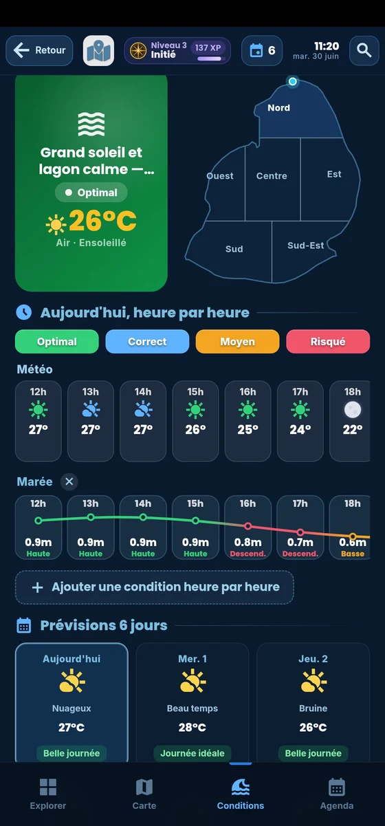 Conditions de la mer sur mobile