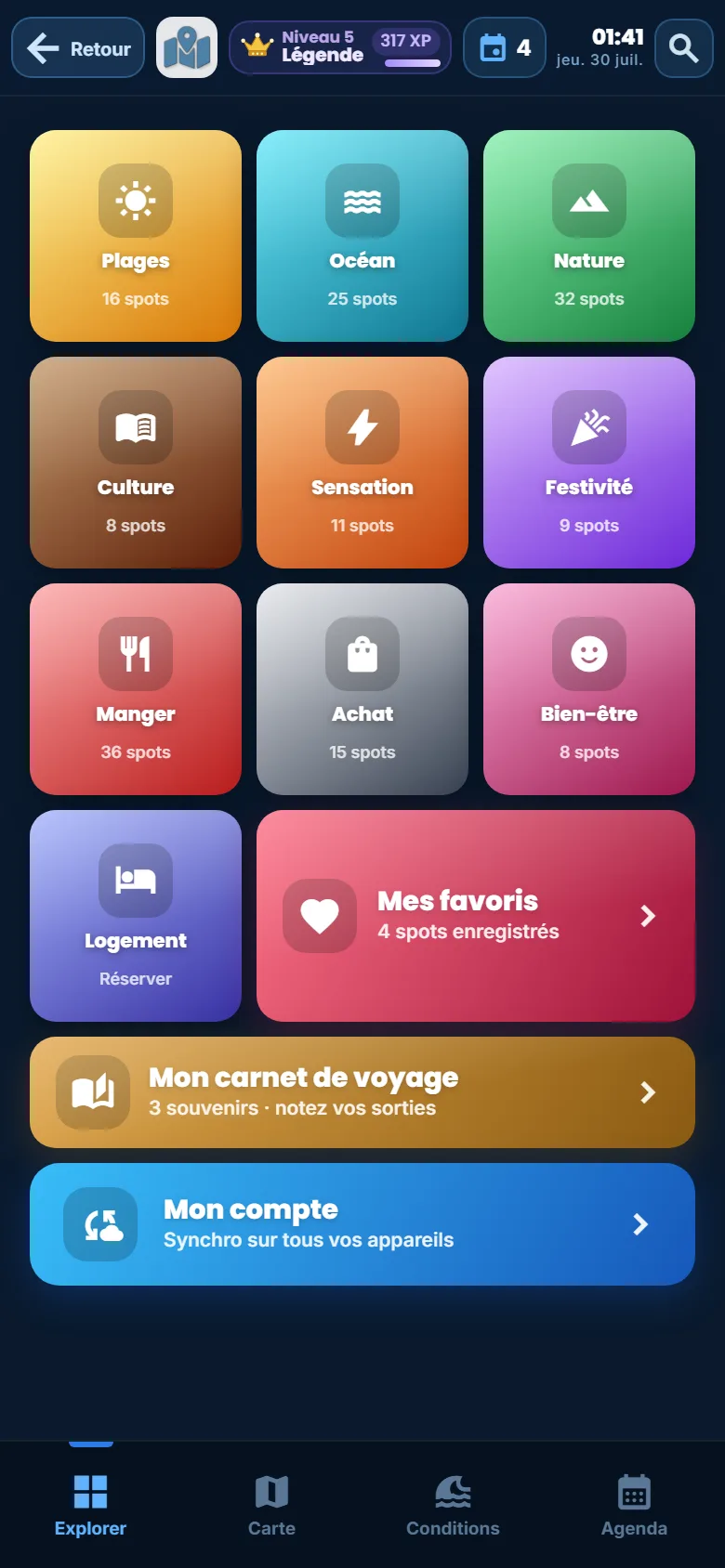 Every spot category on Réunion Island, in the free app