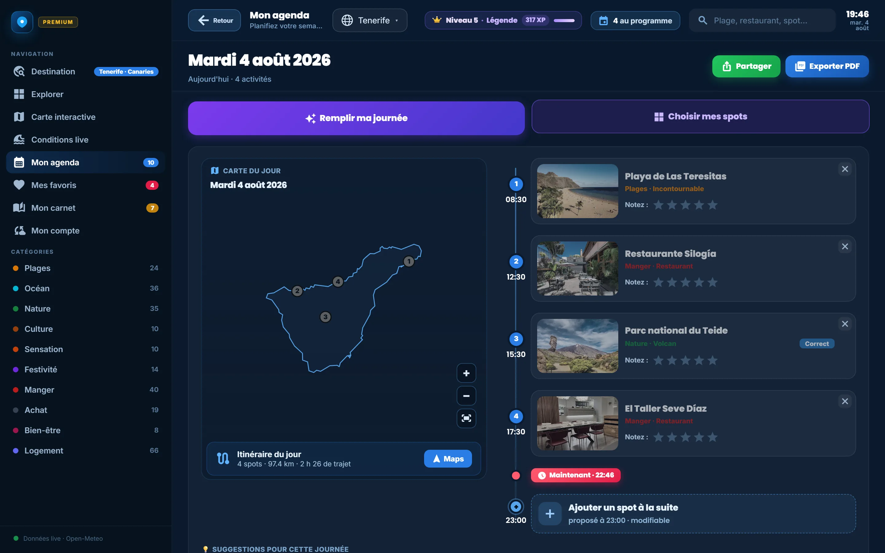 مخطط اليوم في تطبيق Moris Insider